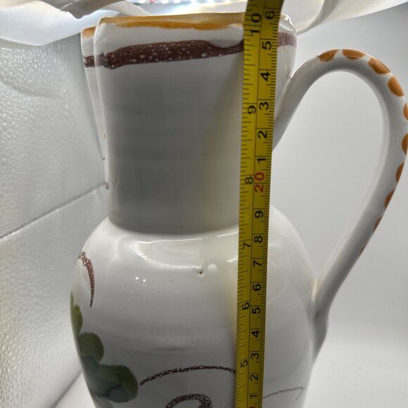Unbranded white grape design fluted top 10” pottery pitcher - Picture 6 of 7